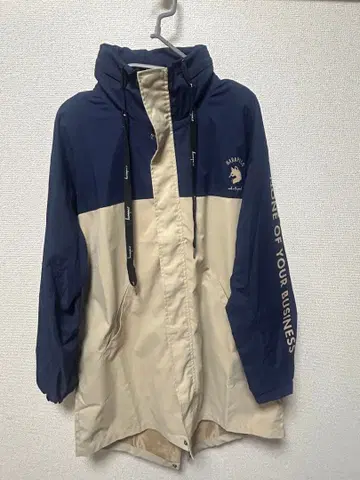 [ 하라페코 상점 ] 네이비/베이지 후드 부착 나일론 자켓 / 덤 포함