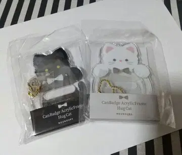 후쿠야 다코 캣 아크릴 프레임 캔뱃지 화이트 블랙
