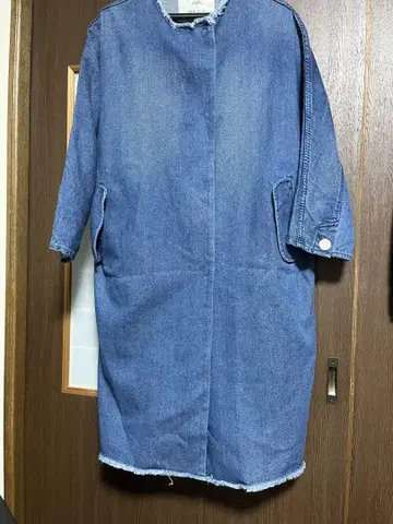 pual ce cin 데님 코트 데님 자켓 노카라 롱 코트
