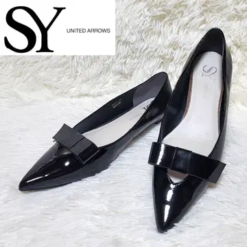 미사용급 SY UNITED ARROWS 플랫 리본 펌프스 에나멜