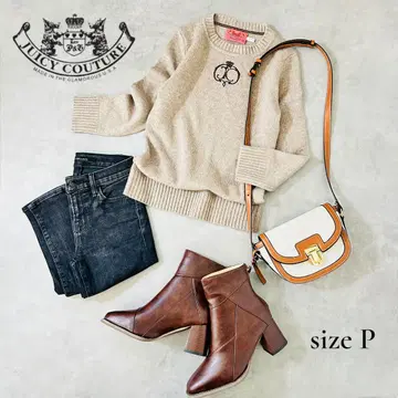 JUICY COUTURE 캐시미어 혼방 니트 베이지 7부 소매 스웨터 S