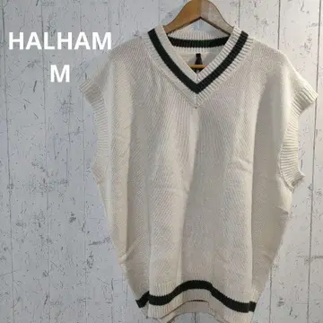 [ HALHAM ] 남성용 아이보리 V넥 니트 베스트
