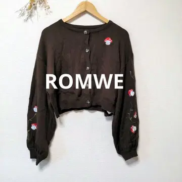 ROMWE 로무에 버섯 자수 가디건 상의 귀여운