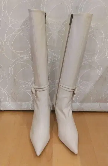 풀 사이드 롱 부츠 24.5cm 화이트 베이지