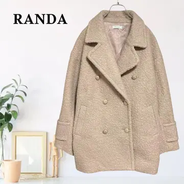 zS11 [ S ] RANDA 멜톤 더블 브레스트 코트 드롭 숄더