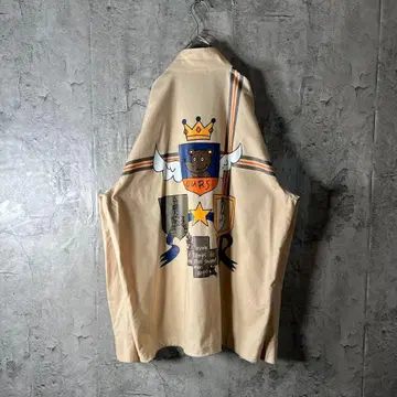 CASTELBAJAC 지퍼 블루종 빅 로고 백 프린트 자수 XL 정도