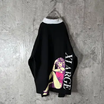 엑스라지 Xlarge 라거 셔츠 백 프린트 자수 옷깃 절개 M~L