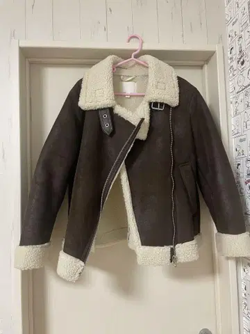 H&M 무스탕 무스탕 코트 브라운 M 사이즈
