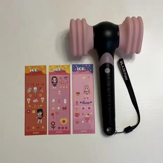 블랙핑크 응원봉 뿅봉+아이스크림 스티커(사용/ 제니, 리사, 지수 일괄