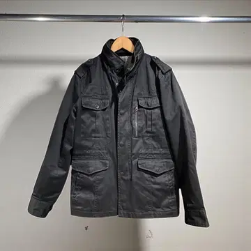 AUTHENTIC 블랙 밀리터리 자켓 사이즈 L