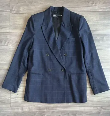 ZARA 네이비 체크 테일러드 자켓 M