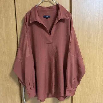 allureville 긴팔 오버사이즈 셔츠 테라코타 스키퍼 블라우스