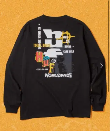 HUF 블랙 롱 슬리브 티셔츠