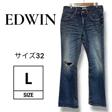 [ 빈티지 ] EDWIN 에드윈 데님 팬츠 데미지 가공 32