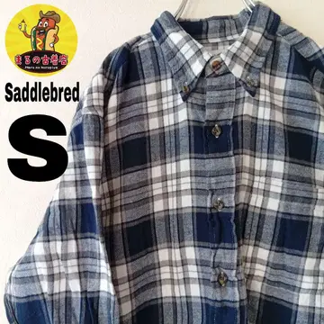 USA 구제 의류 Saddlebred 플란넬 셔츠 S 네이비 화이트 체크