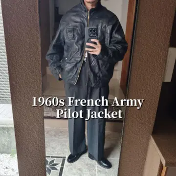60s 70s 프랑스군 실물 가죽 플라이트 자켓
