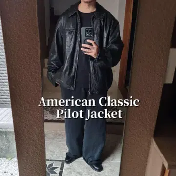 American Classic 가죽 플라이트 자켓 블랙