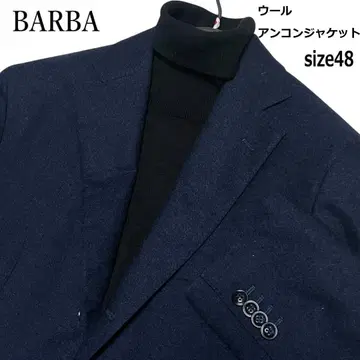 BARBA 언라이닝 자켓 실크 혼방 48 다크 네이비 봄/가을 테일러드