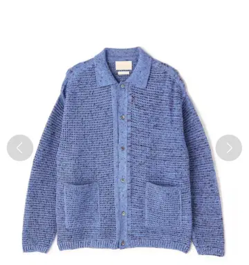 YOKE MESH KNITTED BUTTONED CARDIGAN 파랑 3