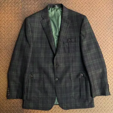 90s IZOD 테일러드 자켓 블랙워치 체크 사파리