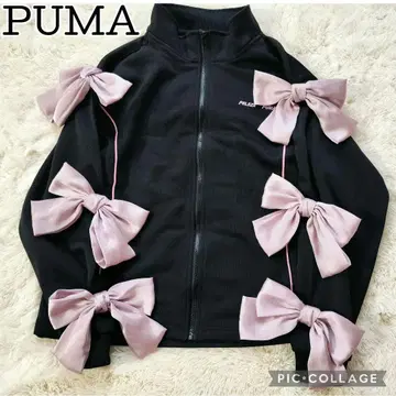 [ 새상품급 ] PUMA 리본 라인 리메이크 저지 트랙 자켓 블랙 핑크