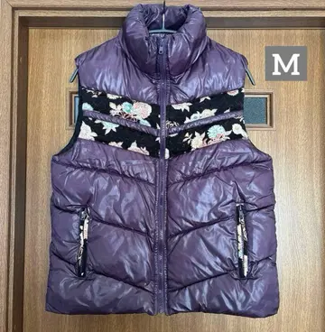 카라쿠리타마시 퍼플 다운 베스트 잉어 꽃 벚꽃 자수 M 사이즈