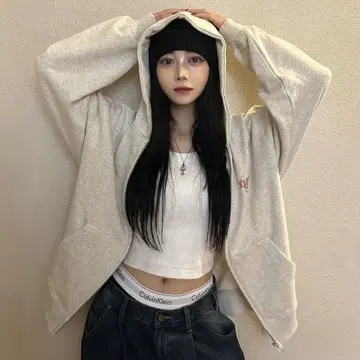 Younger Song 그레이 집업 후드티