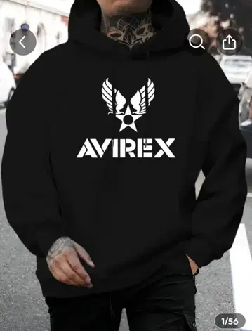AVIREX 블랙 후드티