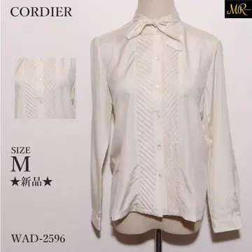새상품 CORDIER 상의 블라우스 긴팔 프론트 플리츠 보타이