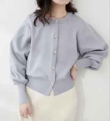 내추럴 꾸뛰르 미피 단추 가디건 가디건 색스 블루