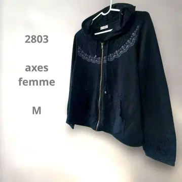 axes femme 블랙 레이스 장식 후드티 귀여운 M 공주풍