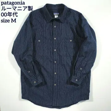 파타고니아 빈티지 플란넬 셔츠 루마니아산 M 네이비 스트라이프 즉시 출품