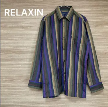 RELAXIN [ M ] 스트라이프 긴팔 셔츠 모 혼합 빈티지