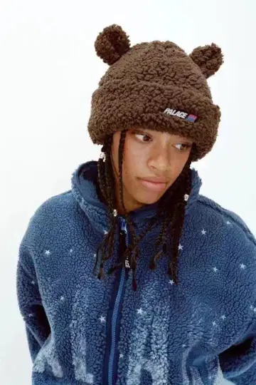 PALACE fuzzy ear beanie S/M 브라운 비니