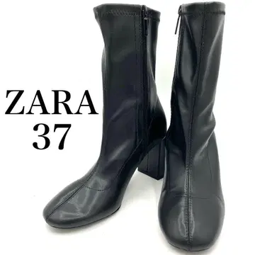 [새상품급] 자라 미들 부츠 사이드 지퍼 37 소프트 가죽 힐