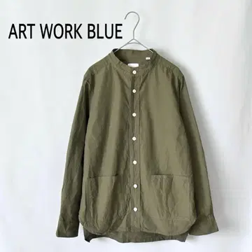 ART WORK BLUE 아트 워크 블루 면 린넨 밴드 카라 셔츠