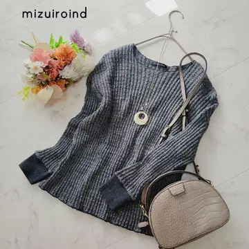 mizuiroind/미즈이로 인드*그레이 소매 리브 풀오버 니트