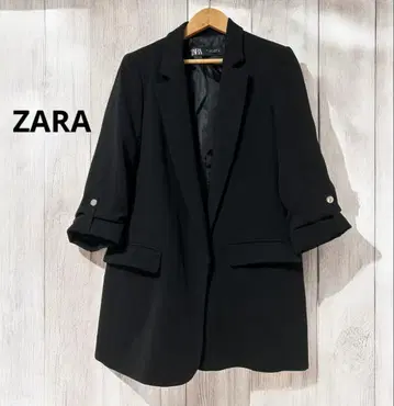 ZARA 7부 소매 테일러드 자켓 블랙 롤업 안감 부착