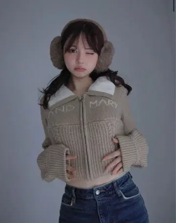 andmary Mary 로고 집업 탑스 안드마리