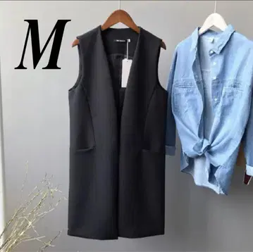 M 가을 새상품 롱베스트 롱 베스트 블랙 여성용 테일러드 블랙