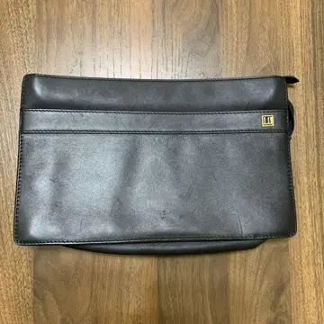 던힐 블랙 가죽 클러치백