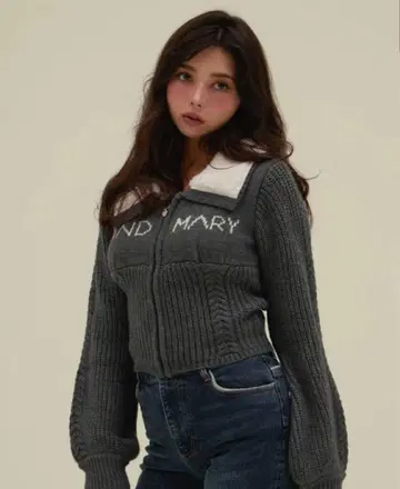 andmary Mary 로고 집업 탑 앤드마리