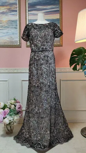 jsCollection 전체 자수입 롱 드레스