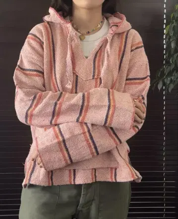 스트라이프 패턴 후드 부착 후드티 멕시칸 후드티