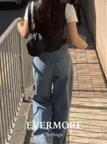 EVERMORE 라이트 블루 와이드 데님 팬츠