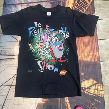 90s Ren & Stimpy 렌 & 스팀피 블랙 셔츠