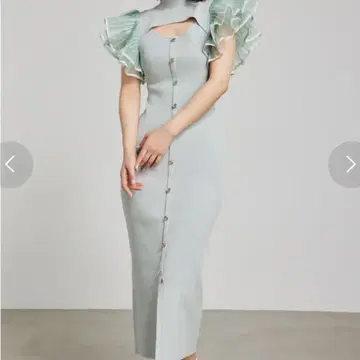 rienda 플리츠 플레어 슬리브 니트 원피스