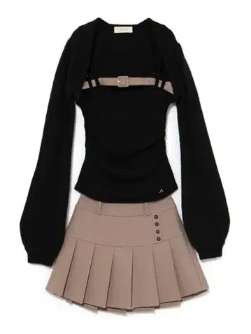 andmary Heidi belt pleats set up black