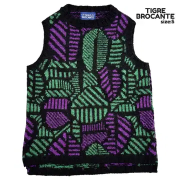 TIGRE BROCANTE 니트 베스트 네팔제 나뭇잎 패턴 S