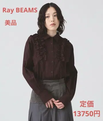 새상품급 체크 프릴 블레이드 셔츠 BEAMS 체크 셔츠 블라우스